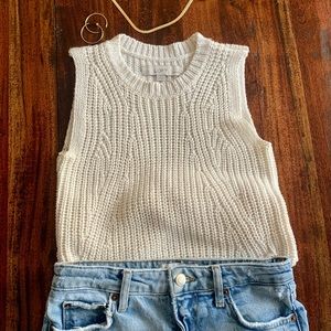 Loft White Knit Sweater Vest